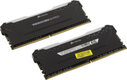 Модуль памяти CORSAIR 16GB 3200МГц DDR4 CL16 DIMM Kit of 2x8GB XMP 2.0, Vengeance RGB PRO Black CMW16GX4M2C3200C16