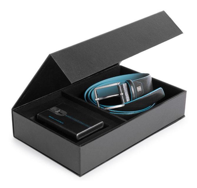 Набор подарочный мужской Piquadro Blue Square, кожа натуральная, черный [cubox15b2r/n]