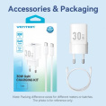 Набор для зарядки Vention з/у GaN 30W 2 порта USB C + A и кабель USB-C 3А Белый, шт. TZ-FEQW0-EU-01