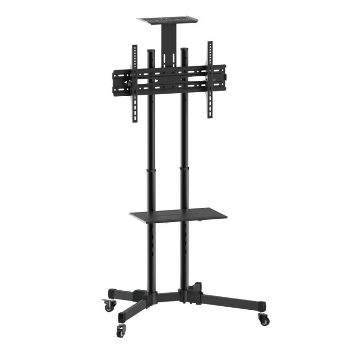 Кронштейн-стойка Digis DSM-P164CL для ТВ и панелей 37"-70", максимальный вес: до 50 кг, VESA: до 600x400мм, наклон -10°/+10°, регулировка высоты ТВ, полки для камеры и