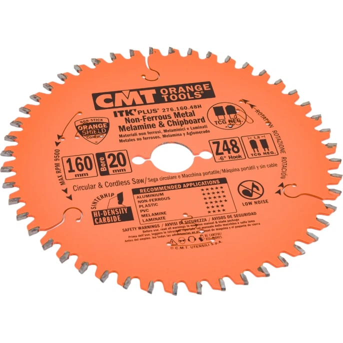 Диск пильный по алюминию (160x1.8/1.2x20 мм; Z48; TCG NEG -6) CMT 276.160.48H