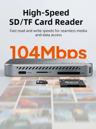 Магнитный концентратор CABLETIME CB34S (CT-HUBS1-AS) 7-в-1 с NVMe 10 Гбит/с, с USB 4 80 Гбит/с CT-FU8S-AG - Silver