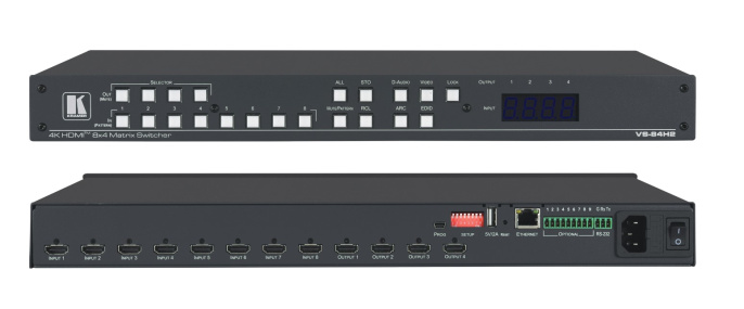 Матричный коммутатор Kramer VS-84H2 8х4 HDMI с независимой коммутацией эмбедированного звука; поддержка 4K60 4:4:4/ VS-84H2 [20-00011730]
