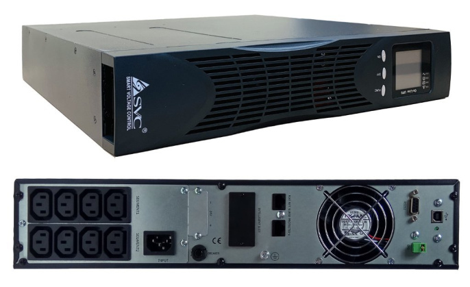 Источник бесперебойного питания SVC, Онлайн, 1кВА/0.9кВт, Возм.подкл.внешних АКБ/Блоков, Вых.разъёмы: 8 розеток C13, LCD-дисплей, SNMP-слот, 2U, Стоечный 19" чувствителен к фазе