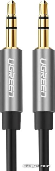 Кабель UGREEN AV119-10732 AUX 3.5mm M to AUX 3.5mm M , позолоченные коннекторы, Качество стереозвука Hi-Fi, силиконовый круглый, 0.5m, Black