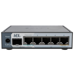 MikroTik E60iUGS Маршрутизатор HEX S 2025 , 2 ядра 950 МГц , 5х 1G RJ45, SFP, USB, раздача PoE
