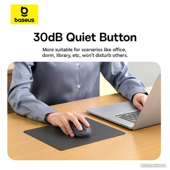 Мышь Baseus B01055505111-01 Ergonomic; без батареек, рабочее расстояние 10м, совместимость с Windows, Harmony OS, Apple OS, Linux, Vista; Cluster Black