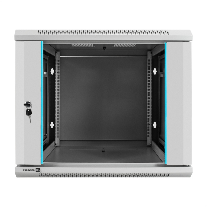 Шкаф телекоммуникационный 19" настенный 9U ExeGate EC-WM-9U.600.G.GREY (19”, 9U, 600x600x500mm (ШхГхВ), передняя дверь закаленное стекло, съемные боковые панели, пыле- и влагозащита IP23, светло-серый RAL 7035) EX298602RUS