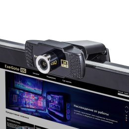 Веб-камера ExeGate BusinessPro C922 2K T-Tripod 4Мп, 2560x1440, 30fps, ручной фокус, штатив Tripod Tele Ball в комплекте, 4-линзовый объектив стекло , микрофон с шумоподавлением, универсальное крепление, USB, кабель 1,5 м, Windows® 7/8/10/11, EX294581RUS
