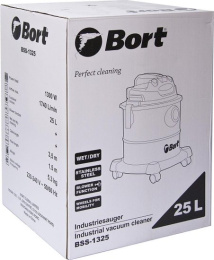 Пылесос Bort BSS-1325 1300Вт строительный, сеть, мощность всасывания: 260 Вт, потребление: 1300 Вт, без регулировки мощности, шум 85 дБ