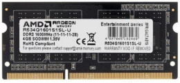 Память DDR3 4GB 1600MHz AMD R534G1601S1SL-U R5 RTL PC3-12800 CL11 SO-DIMM 204-pin 1.35В Ret