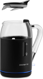 Чайник электрический Polaris PWK 1563CGL 1.5л. 2200Вт черный/прозрачный корпус: пластик/стекло