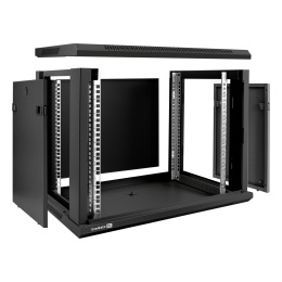 Шкаф телекоммуникационный 19" настенный 9U ExeGate EC-WM-9U.450.G.BLACK (19”, 9U, 600x450x500mm (ШхГхВ), передняя дверь закаленное стекло, съемные боковые панели, пыле- и влагозащита IP23, черный RAL 9004) EX298607RUS