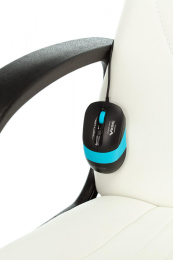 Кресло игровое ZOMBIE RUNNER, на колесиках, экокожа, белый/голубой [zombie runner white]