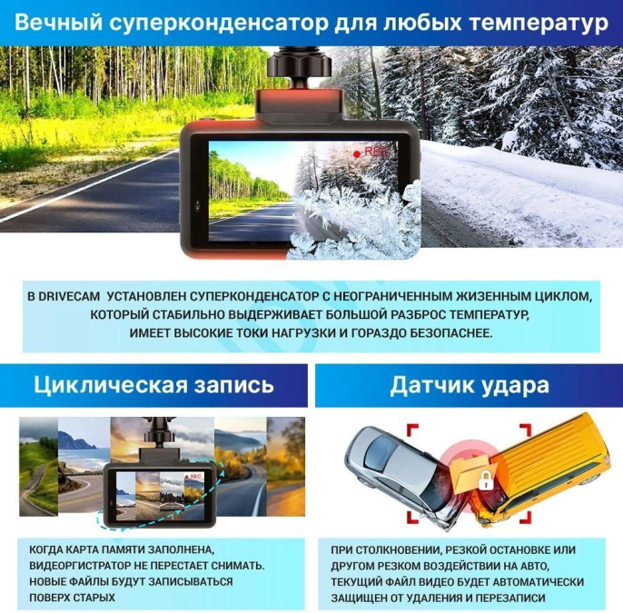 Видеорегистратор с радар-детектором TrendVision DriveCam Real 4K Signature LNA,  GPS,  ГЛОНАСС