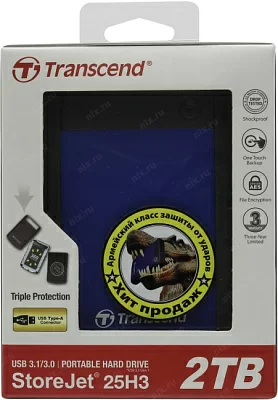 Transcend Portable HDD 2Tb StoreJet TS2TSJ25H3B {USB 3.0, 2.5", blue}