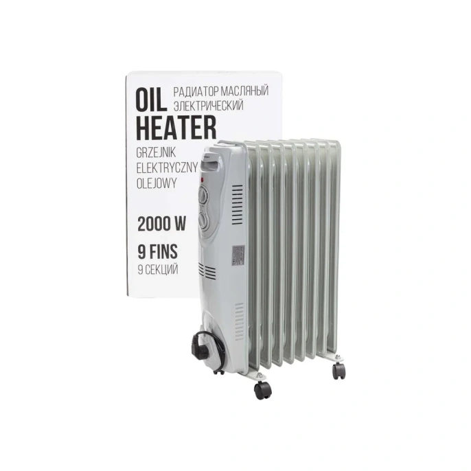 Радиатор масляный электрический Forcekraft 220-240v,50/60гц,2000вт,9 секций 15x58см,3 режима нагрева,защ. от перегрева,40.5x24x62.5см FK-YL-B08-9 52331