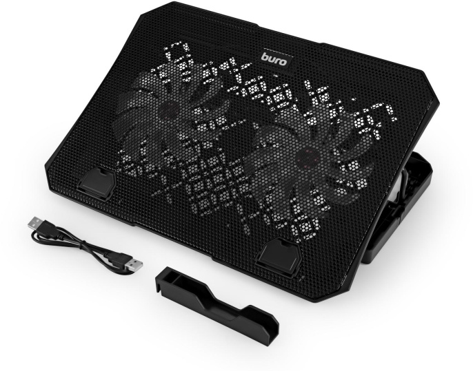Подставка для ноутбука Buro BU-LCP150-B213, 15", 335х265х22 мм, 1хUSB, вентиляторы 2 х 140 мм, 480г, черный