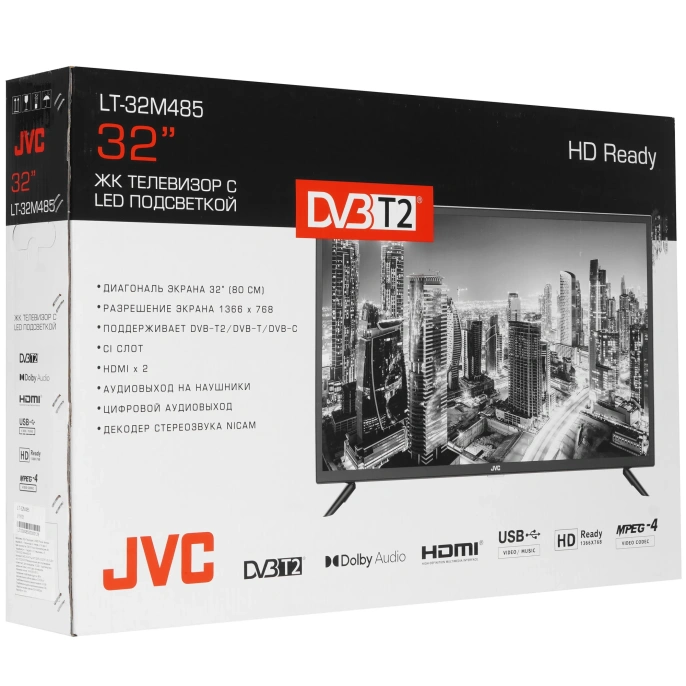 Телевизор JVC 32" LT-32M485 1366x768 HD , частота матрицы 60 Гц