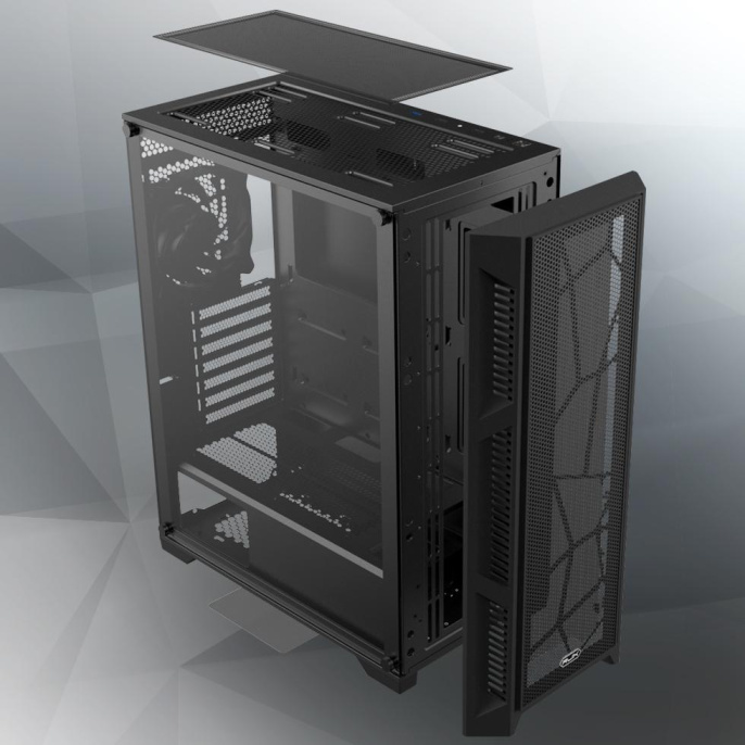 Корпус без блока питания Case Raijintek ARCADIA III-MS4, Midi-Tower, TG, 4x120mm ARGB, 1xUSB-A 3.0 + 2xUSB 2.0, ATX, mATX, mITX Black