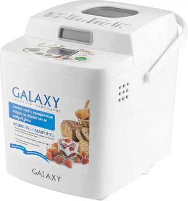 Хлебопечь GL2701 Galaxy LINE 600 Вт, вес выпечки 500 и 750г, ЖК-дисплей, 19программ приготовления, элекронное управление, 3 степени поджаривания корочки, отложенный старт, подогрев хлеба после приготовления