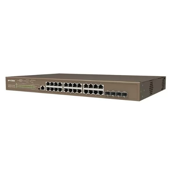 IP-COM G5328P-24-410W Управляемый PoE коммутатор третьего уровня с 24 гигабитными портами PoE, 4 SFP и 1 Console порт