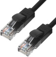 Greenconnect Патч-корд прямой 0.15m, UTP кат.5e, черный, позолоченные контакты, 24 AWG, литой, GCR-LNC06-0.15m, ethernet high speed 1 Гбит/с, RJ45, T568B