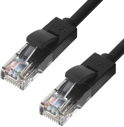 Greenconnect Патч-корд прямой 0.15m, UTP кат.5e, черный, позолоченные контакты, 24 AWG, литой, GCR-LNC06-0.15m, ethernet high speed 1 Гбит/с, RJ45, T568B