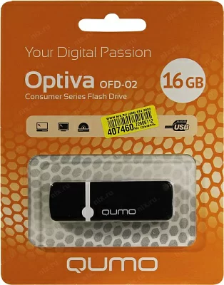 Накопитель Qumo Optiva QM16GUD-OP2-Black USB2.0 Flash Drive 16Gb (RTL)