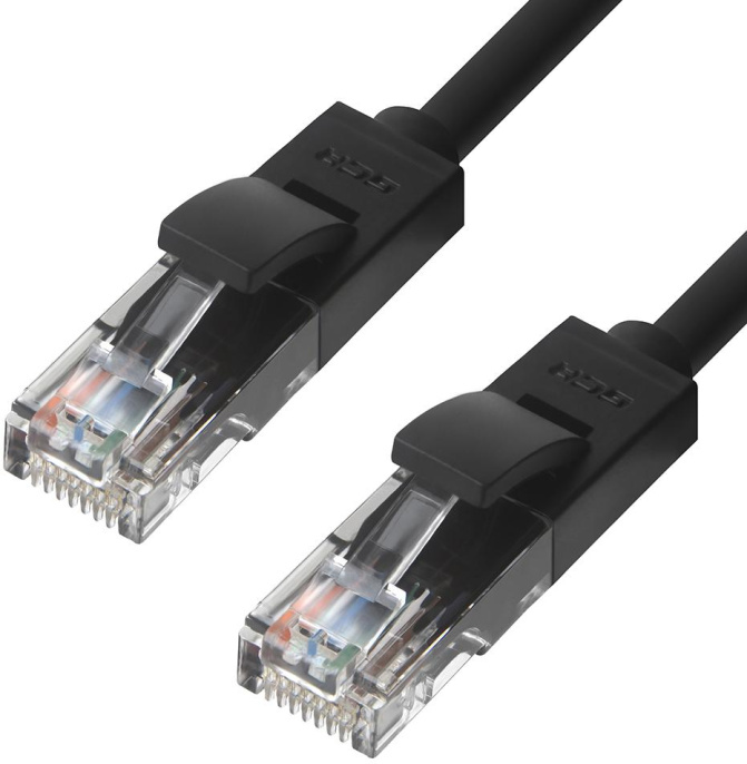 Greenconnect Патч-корд прямой 0.15m, UTP кат.5e, черный, позолоченные контакты, 24 AWG, литой, GCR-LNC06-0.15m, ethernet high speed 1 Гбит/с, RJ45, T568B