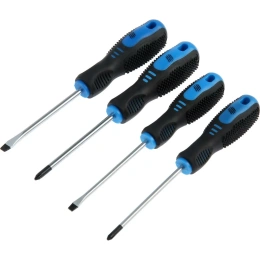 Набор отверток TUNDRA CrV, хром, магнит, 2К рукоятки, PH1,PH2,SL5,SL6 х 100 мм, 4 шт. 5295986