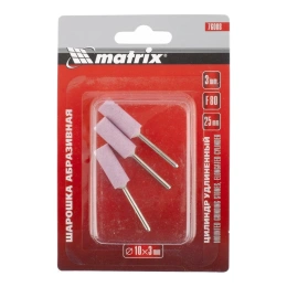 Шарошка абразивная 3 шт; 10x25x3 мм; F80; цилиндр удлиненный MATRIX 76008