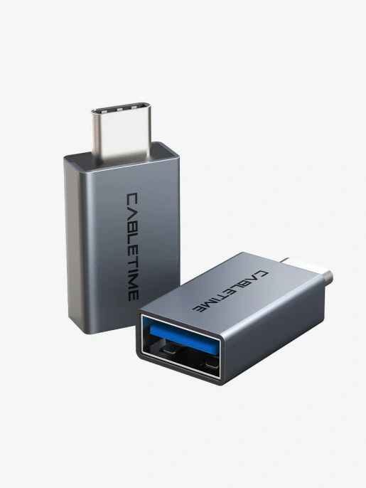 Адаптер CABLETIME CP76G (CT-C160-PU33-CMAF(OTG)-AS) USB-C Male to USB3.0 Female OTG. Алюминий