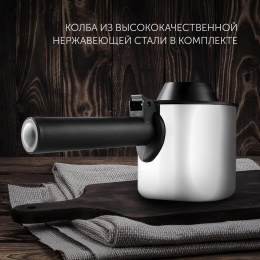 Кофеварка Polaris PCM 4008AL,  рожковая,  нержавеющая сталь  / черный