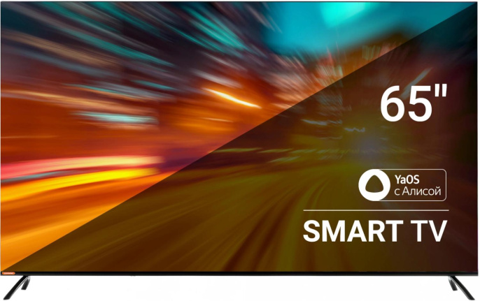 65" Телевизор SunWind SUN-LED65XU401 4K Ultra HD, черный, СМАРТ ТВ, YaOS