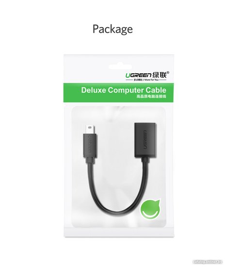 Кабель UGREEN US249 10383 Mini USB 5Pin Male To USB 2.0 A Female OTG Cable. Длина 10 см. Цвет: черный (10383_)