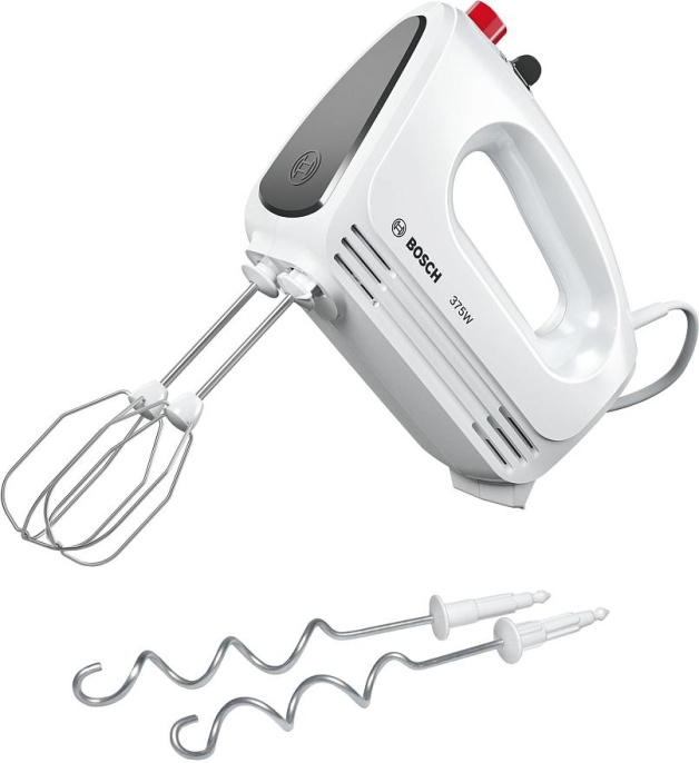 Миксер Bosch/ Миксер Bosch, ручной, 4 скорости, импульсный режим, 2 насадки, мощность 375 Вт, цвет белый