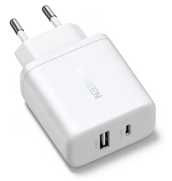 Сетевое зарядное устройство UGREEN X227 45310 20W USB-A+USB-C PD Charger EU - White 45310_