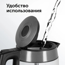 Чайник электрический Red Solution evolution RK-G20 1.7л. 2200Вт черный корпус: нерж.сталь/стекло RK-G20