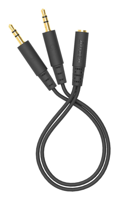 Адаптер аудио A4TECH AD-4P,  Jack 3.5 (f) -  2xJack 3.5 (m),  0.2м, черный