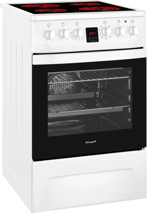 Электрическая плита WEISSGAUFF WES 2V16 WE Premium Line,  стеклокерамика,  электрическая,  без крышки,  белый [432832]