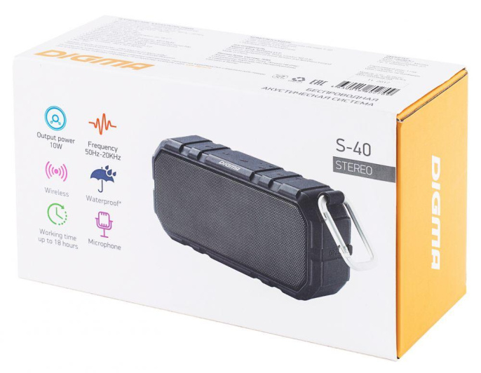 Колонка портативная Digma S-40, 10Вт, черный [sp4010b]