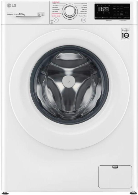 Стиральная машина LG F2V3GS3W, с фронтальной загрузкой, 8.5кг, 1200об/мин, с паром, инверторная