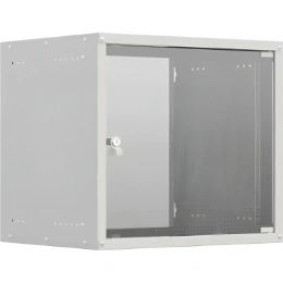 Шкаф коммутационный NTSS Lime (NTSS-WL9U5545GS) настенный 9U 550x450мм пер.дв.стекл несъемн.бок.пан. 30кг серый 370мм 12кг 110град. 500мм IP20 укомплектованный