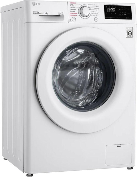 Стиральная машина LG F2V3GS3W, с фронтальной загрузкой, 8.5кг, 1200об/мин, с паром, инверторная