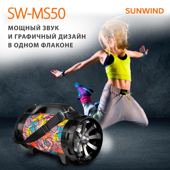Музыкальный центр SunWind SW-MS50, 45Вт, с микрофоном, Bluetooth, FM, USB, SD/MMC, черный