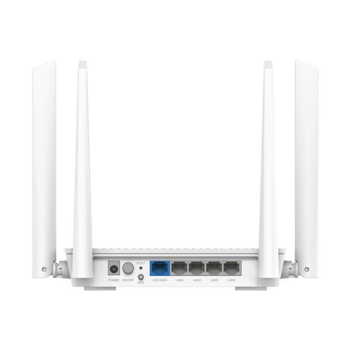 Маршрутизатор/ AX3000 2.5G Dual Band Wi-Fi 6 Mesh Router, Chipset MT7981BA+MT7976CN+MT7531AE+RTL8221B, 802.11ax/ac/a/b/g/n, 2402Mbps at 5GHz + 574Mbps at 2.4GHz, 1 x 2.5G Port , 4 x 10/100/1000Mbps Ports, 4 x 5dBi fixed antennas, WiFi router/AP/ Repeater/