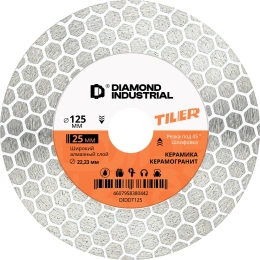 Алмазный диск по керамограниту, мрамору и плитке TILER 125x25x22.23 мм для запилов под 45 градусов Diamond Industrial DIDDT125