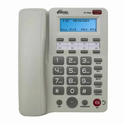 Телефон проводной Ritmix RT-550 белый/серый