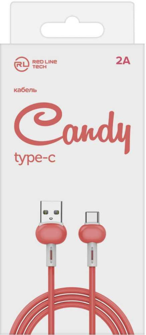 Кабель Redline Candy,  USB Type-C (m) -  USB (m),  1м,  2A,  красный [ут000021994]